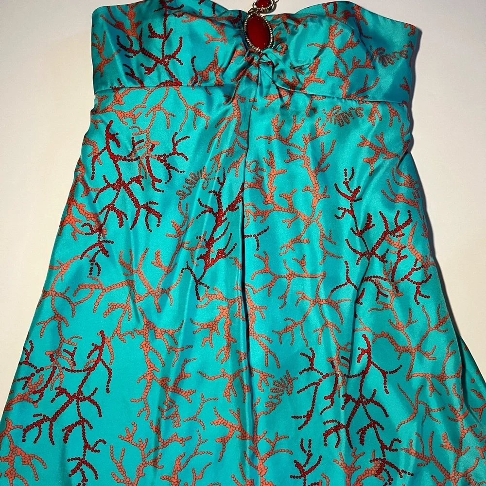 Rare Lilly Pulitzer Jubilee Brayden Silk Necklace Dress Connect the Coral Coasta - Picture 3 of 8